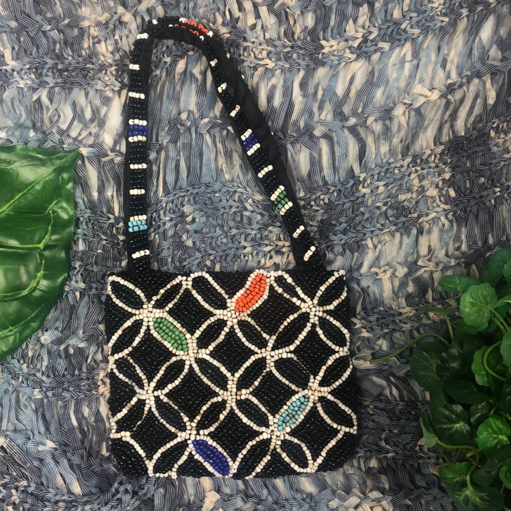 Beaded Black and Multicolor Women's Bag
